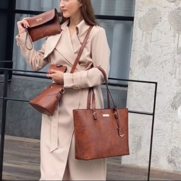 4 Piece Set NEW Tote Bags Wallets Satchel Tote Bags - Picture 2 of 13